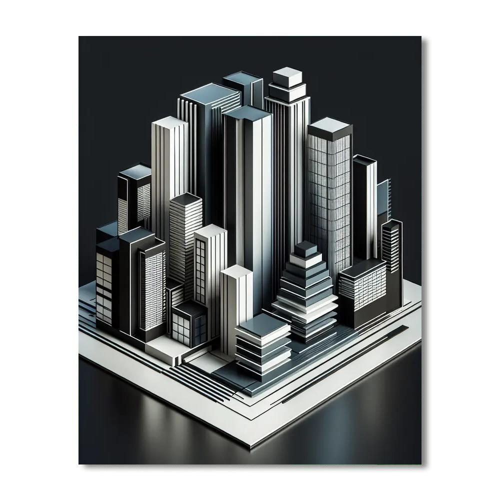 Modern Cityscape Geometry Paint By Number