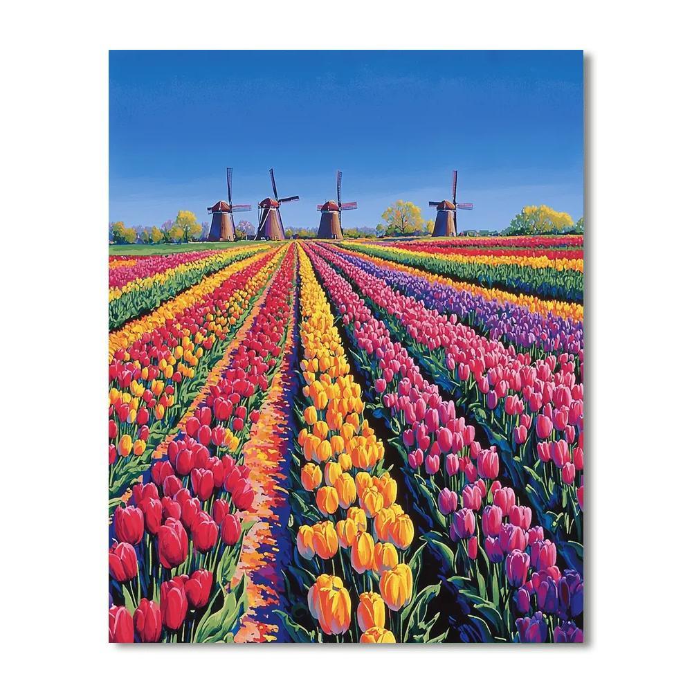 Tulip Fields - Netherlands Paint By Number