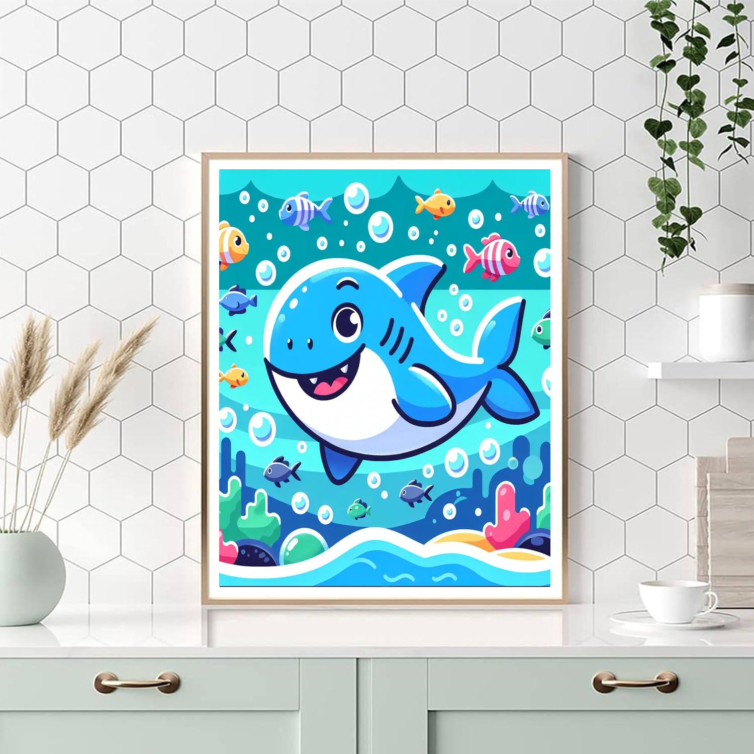 Bubbly Shark Number Painting