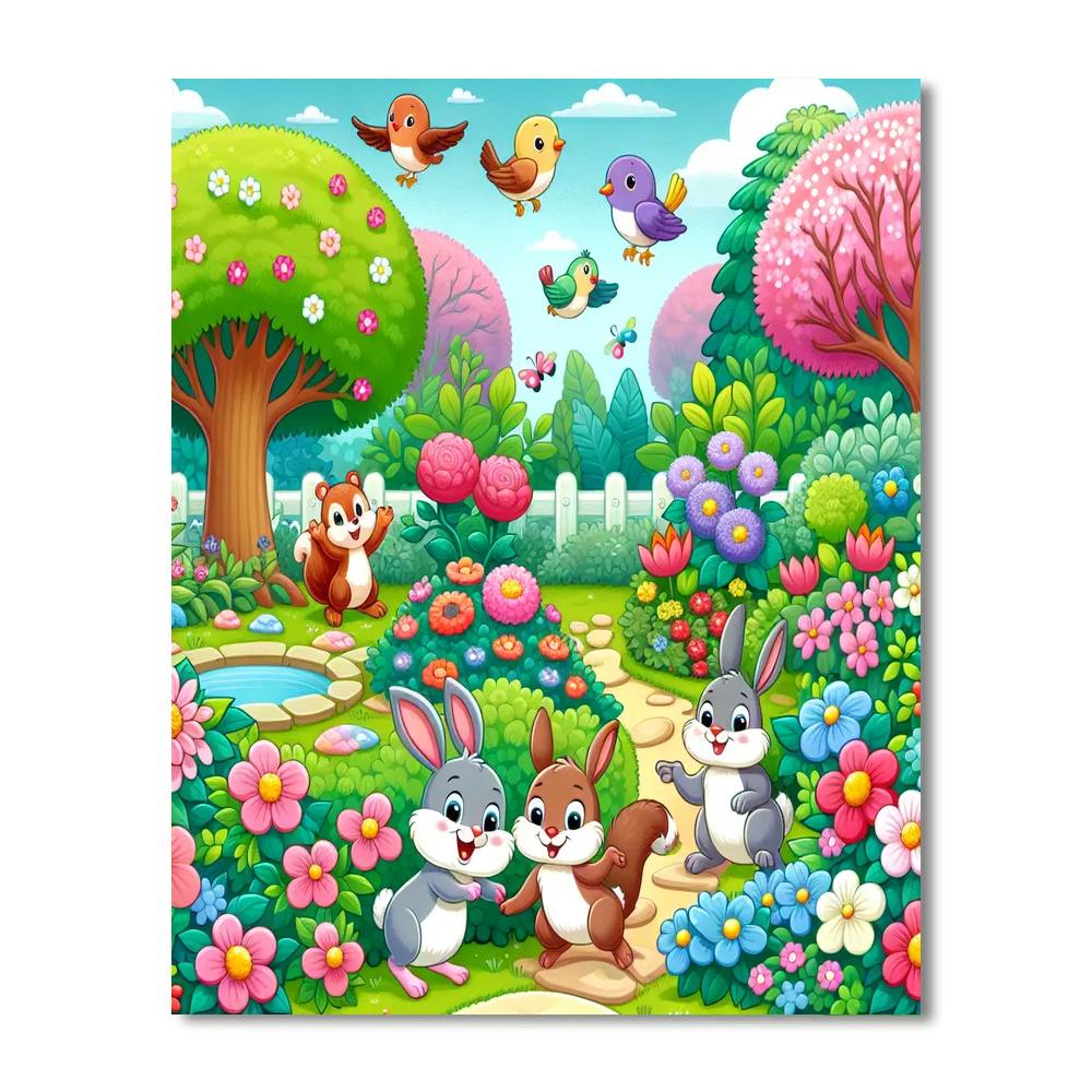 Friendly Garden Animals Paint By Numbers Art