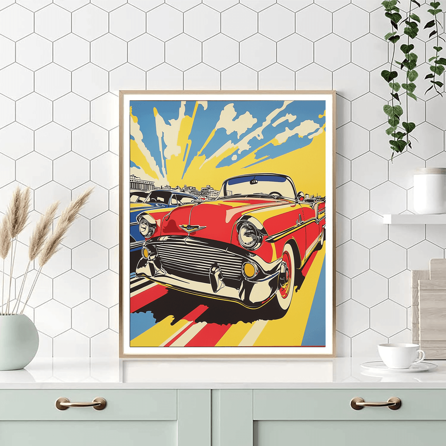 Roy Lichtenstein Inspired Vintage Cars On Parade  Paint By Numbers Kits