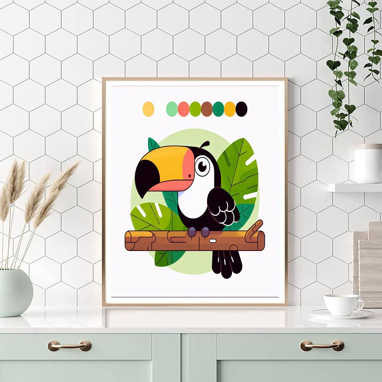 Vibrant Tropical Toucan Number Painting