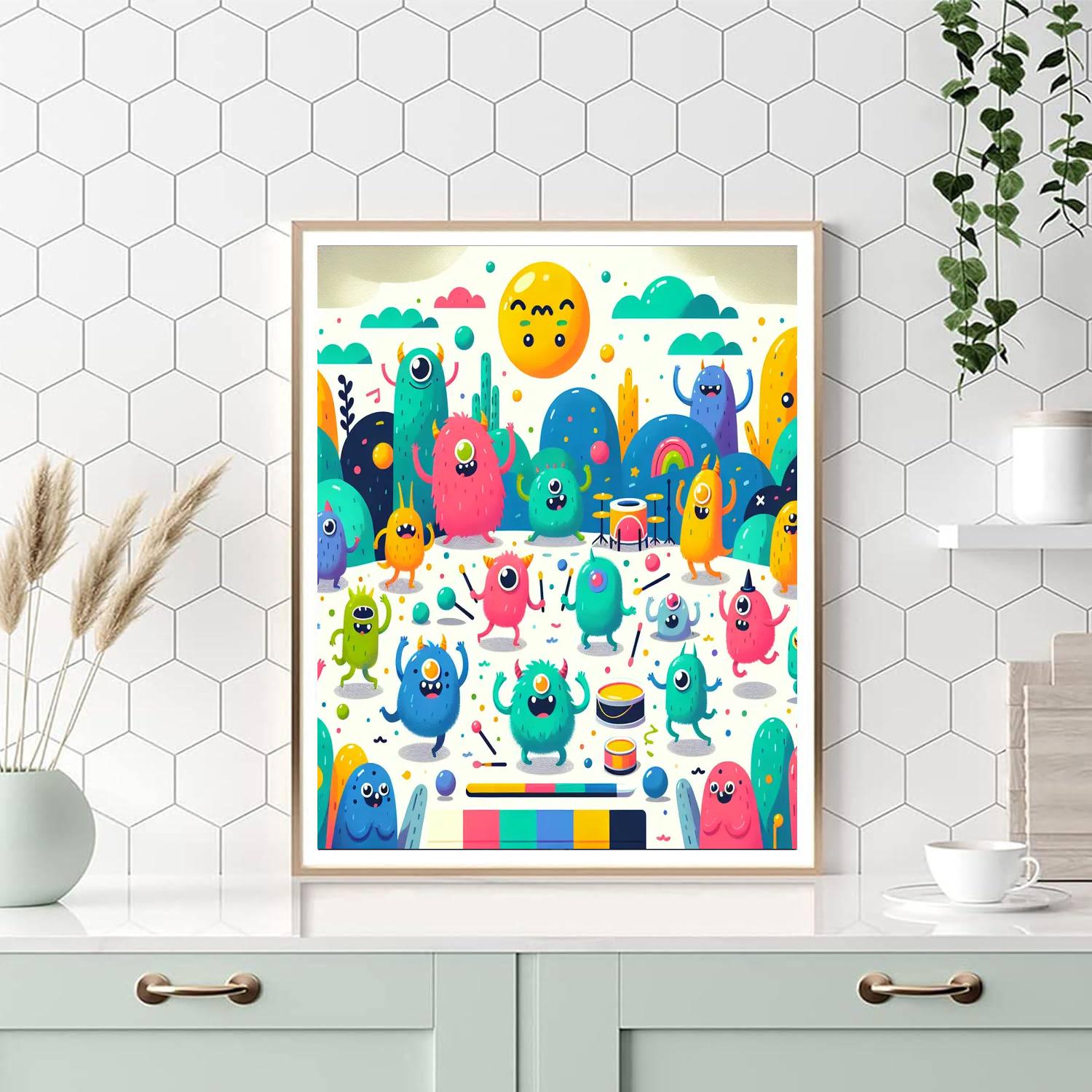 Funky Monster Mayhem Number Painting