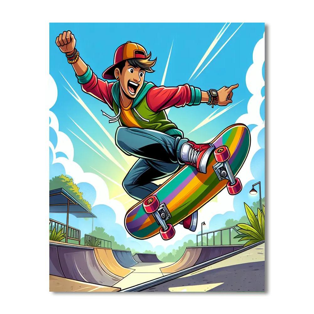 Energetic Skater Numbered Painting Kits