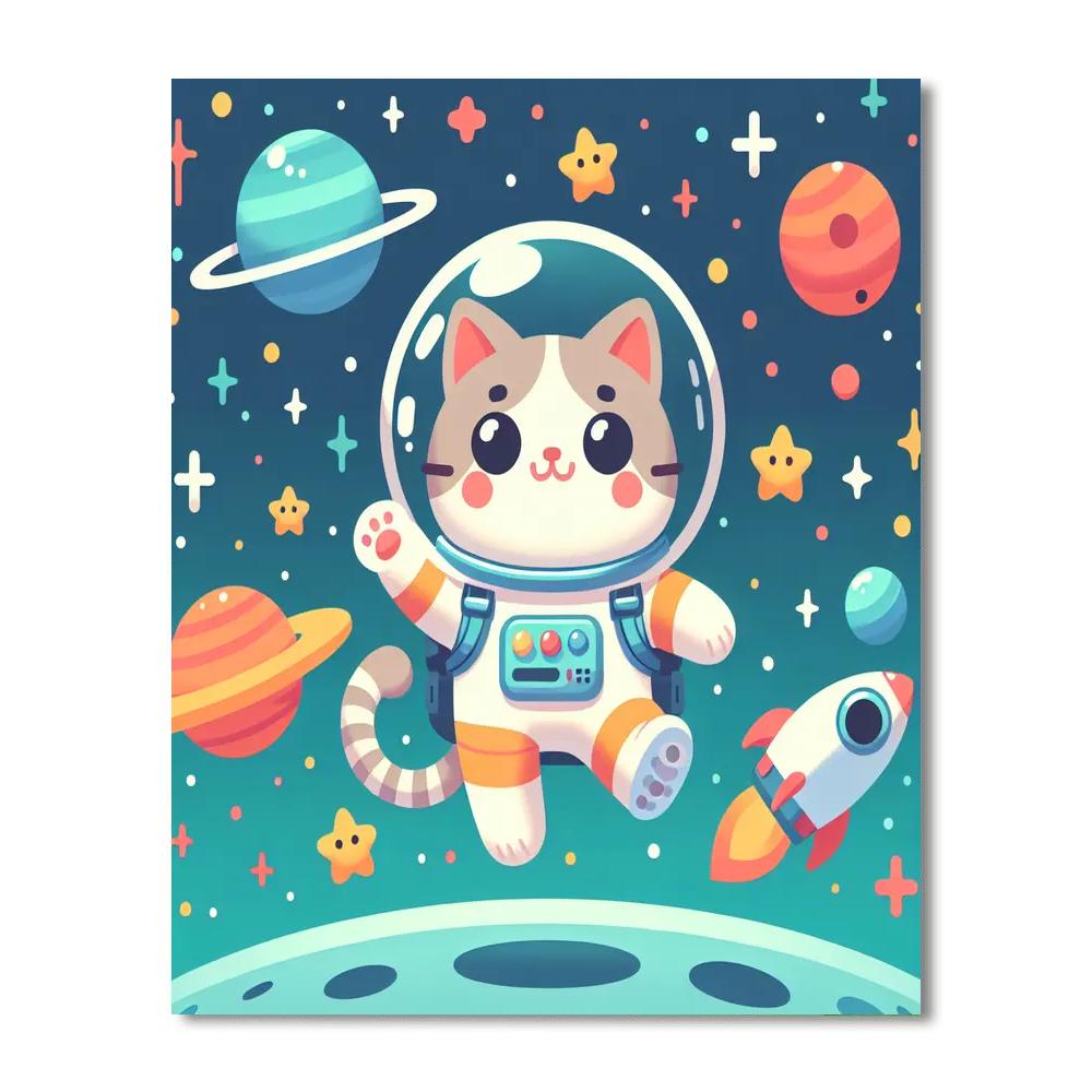 Cosmic Cat Astronaut Number Painting