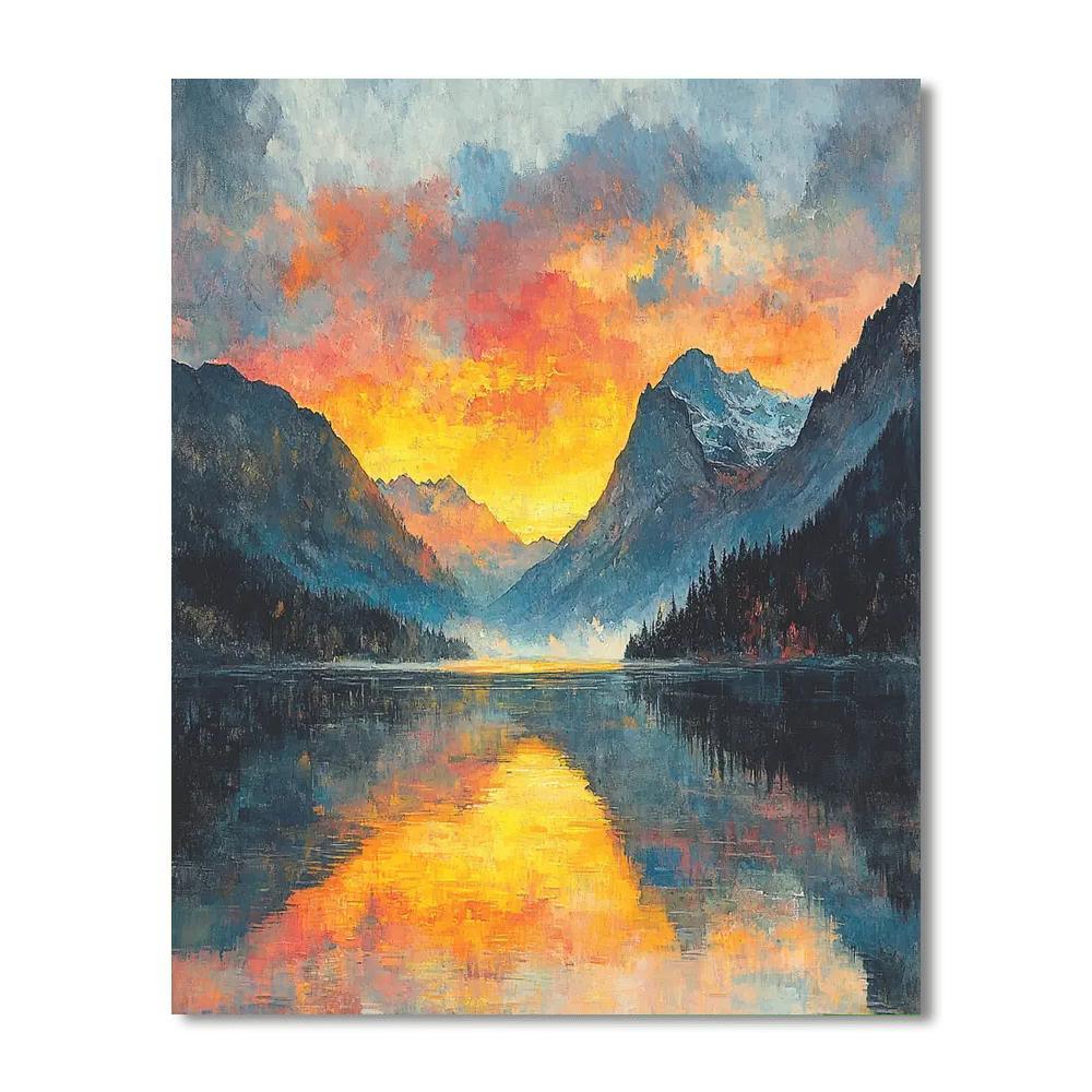 J.M.W. Turner Inspired Mountain Majesty Sunrise  Paint By Numbers