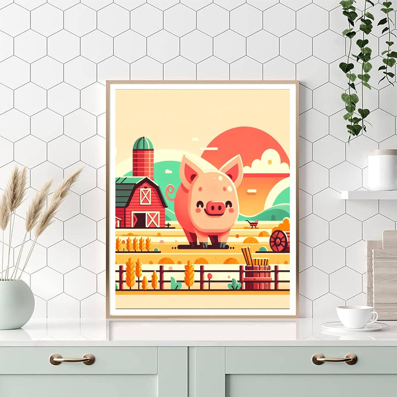 Jolly Farm Pig Numbered Painting Kits