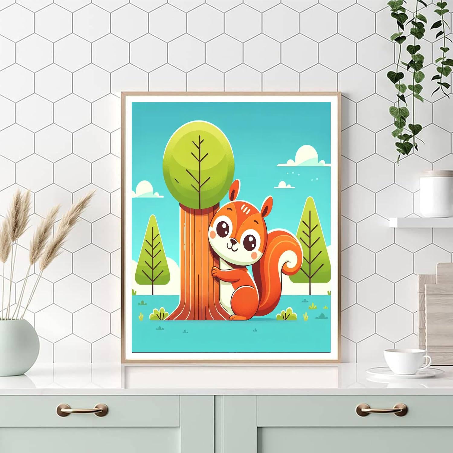 Cheeky Squirrel Hide-and-seek Painting Number Kit