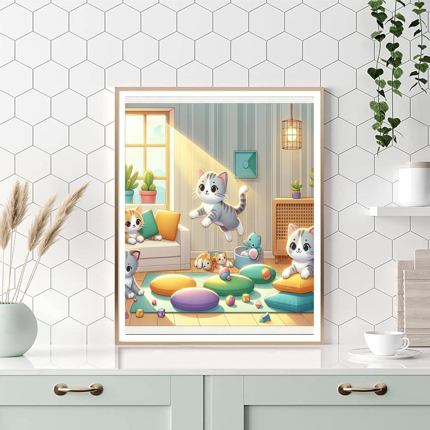 Cuddly Kitten Playtime Paint By Numbers Art