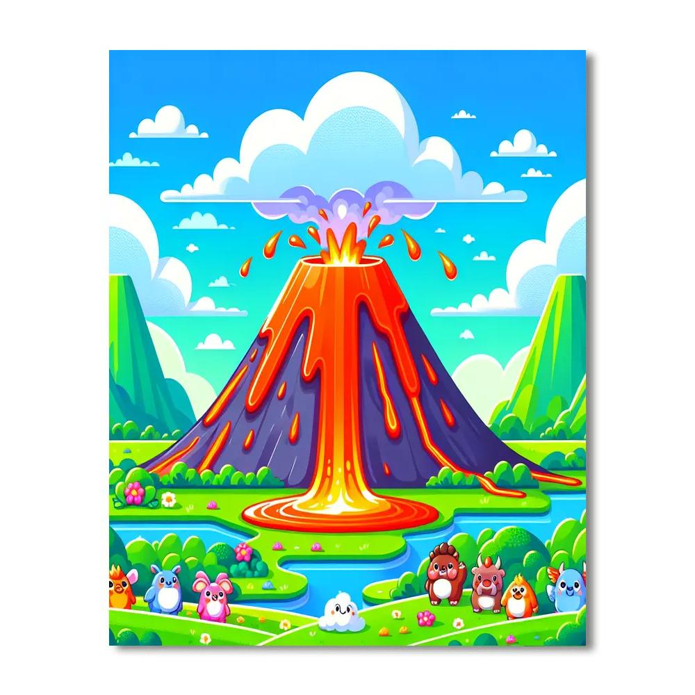 Vibrant Volcano Valley Numbered Painting Kits