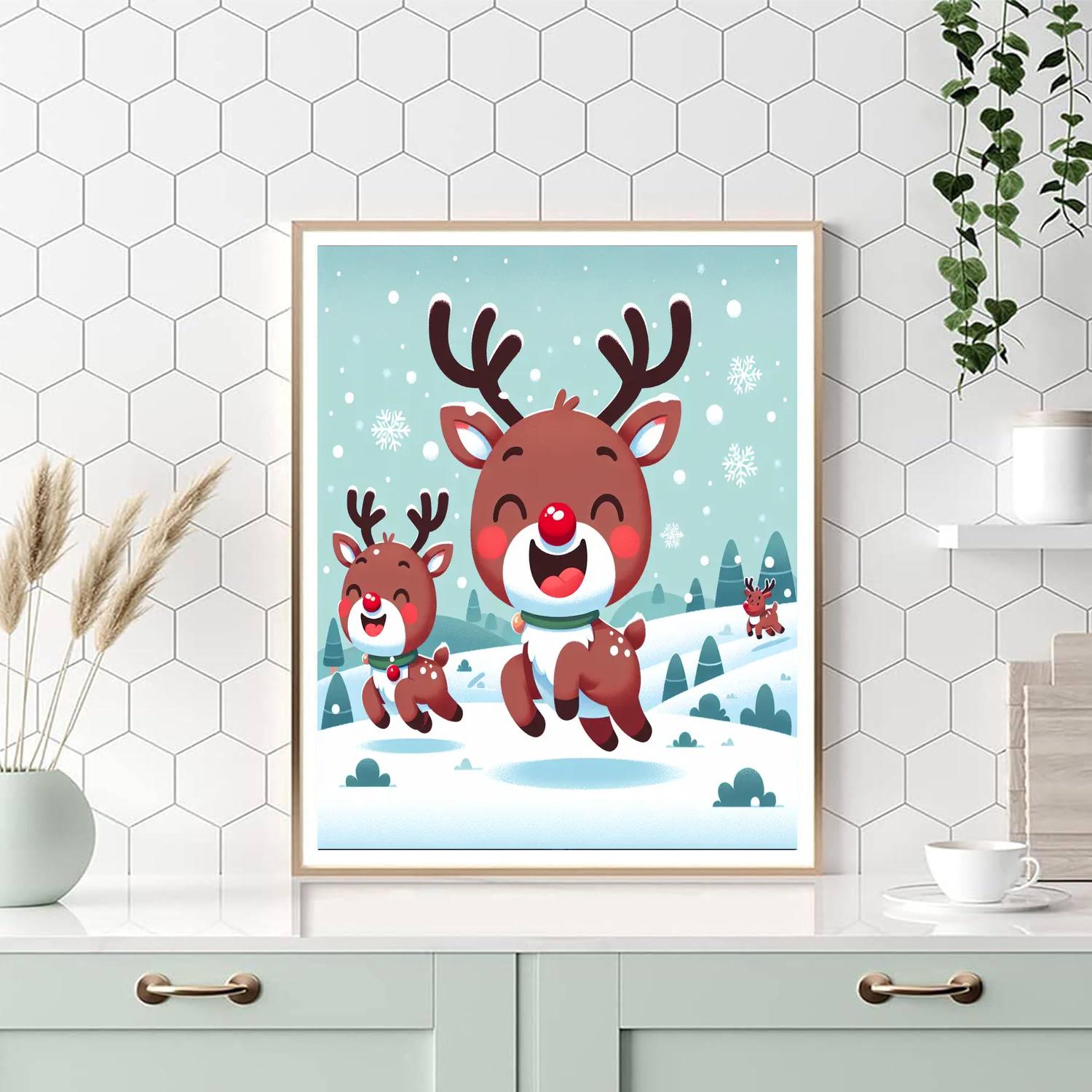 Merry Reindeer Games Numbered Painting Kits