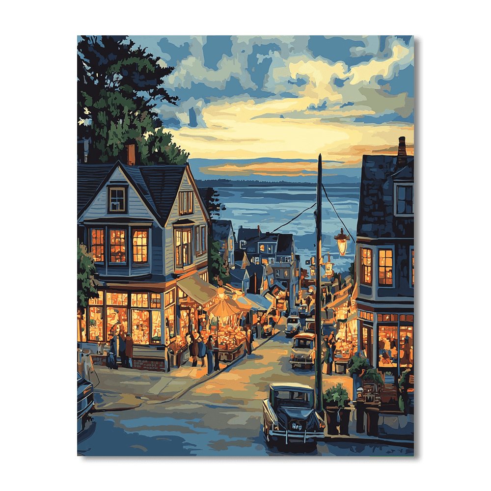 Edward Hopper Inspired Vintage Coastal Town Vibes  Paint By Numbers