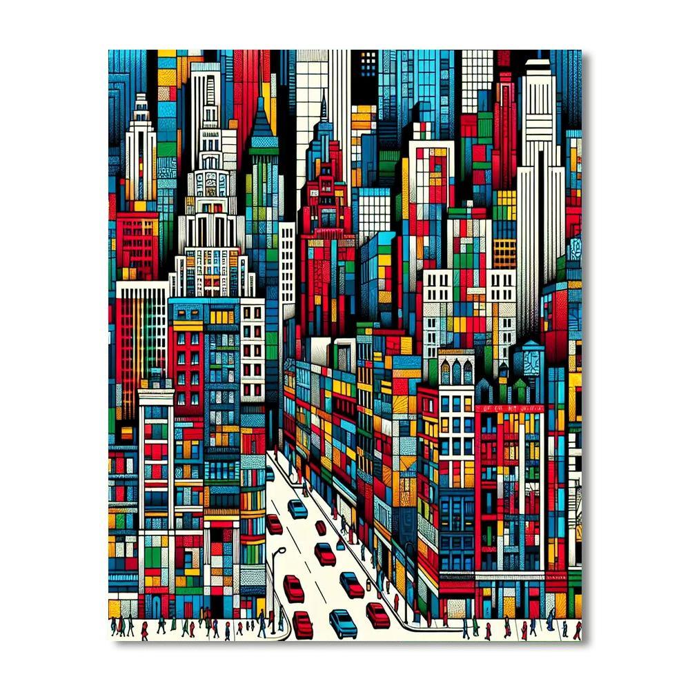 Colorful City Mosaic Paint By Numbers Art