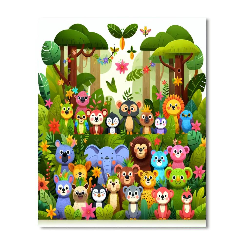 Joyful Rainforest Escape Paint By Numbers Art