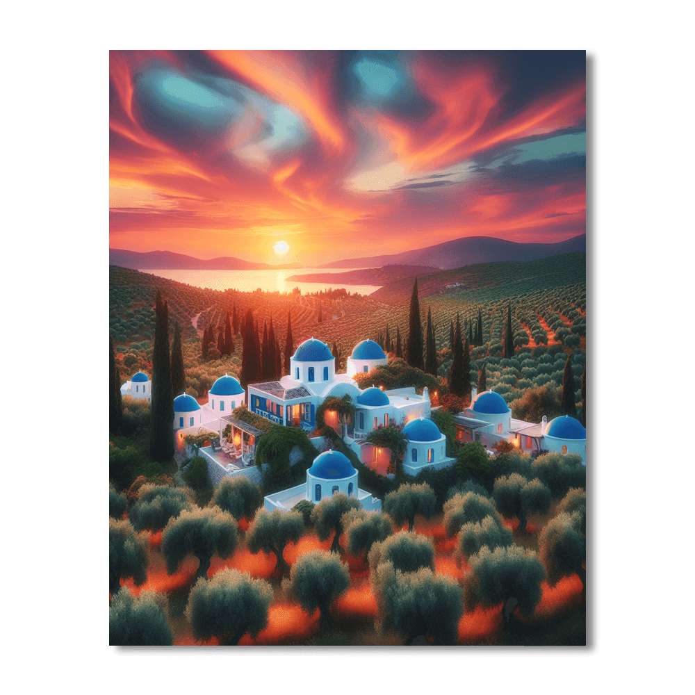 Grecian Sunset Retreat Paint By Numbers