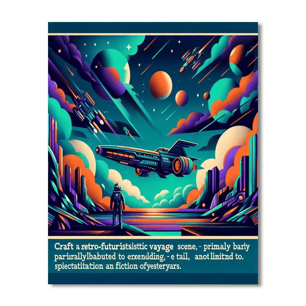 Retro Futuristic Voyage Painting Number Kit