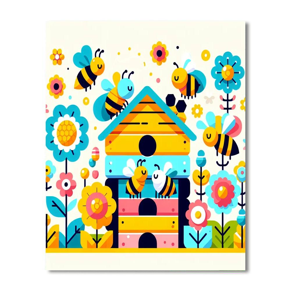 Buzzy Bee Bungalow Number Painting