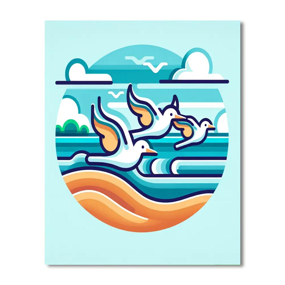 Friendly Seagulls Number Painting