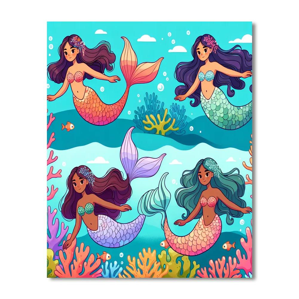 Majestic Mermaids Number Painting