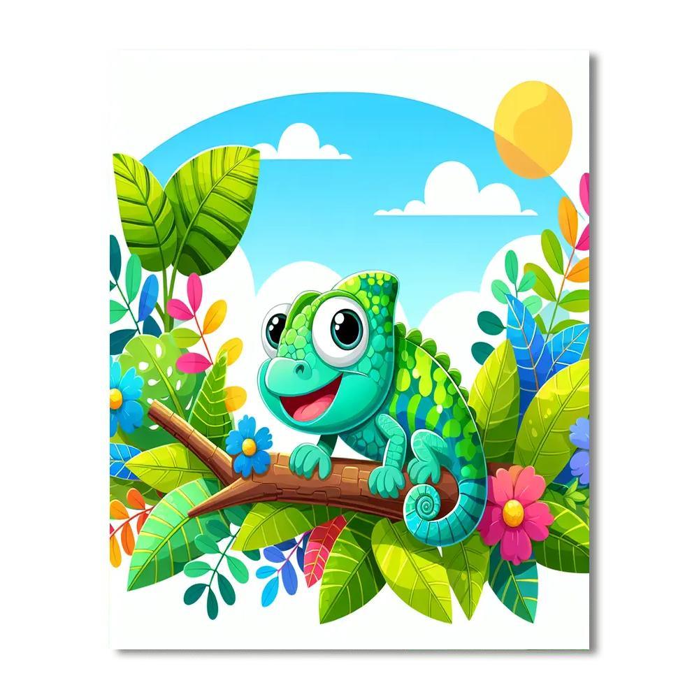 Lively Chameleon Paint By Numbers Art