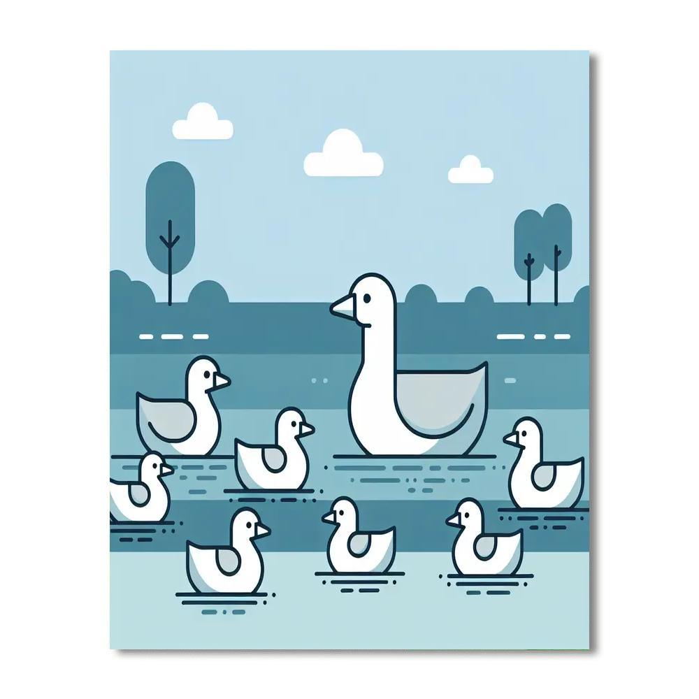 Gleeful Geese Gathering Number Painting