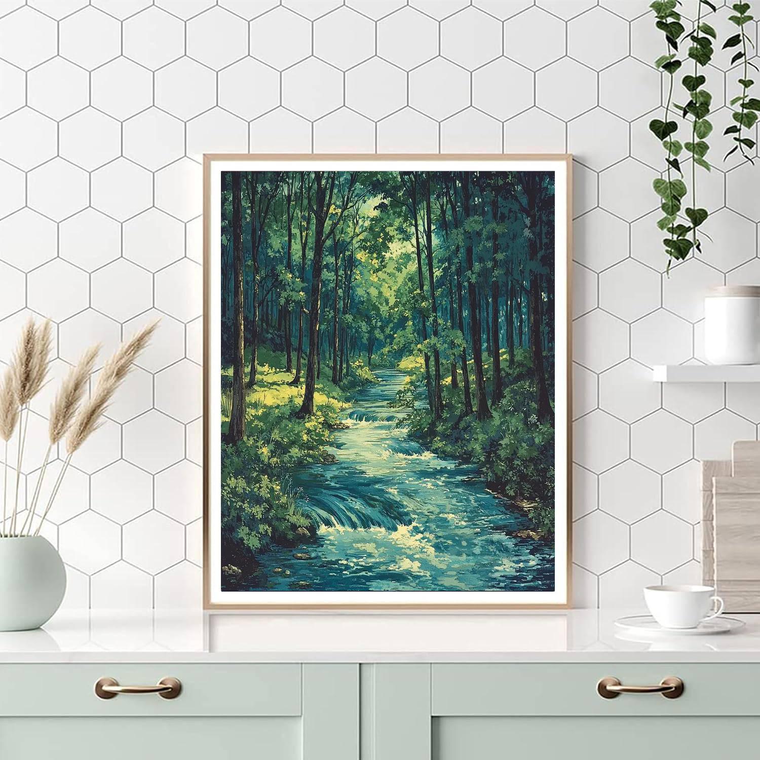 Utagawa Hiroshige Inspired Whispering Stream  Paint By Color