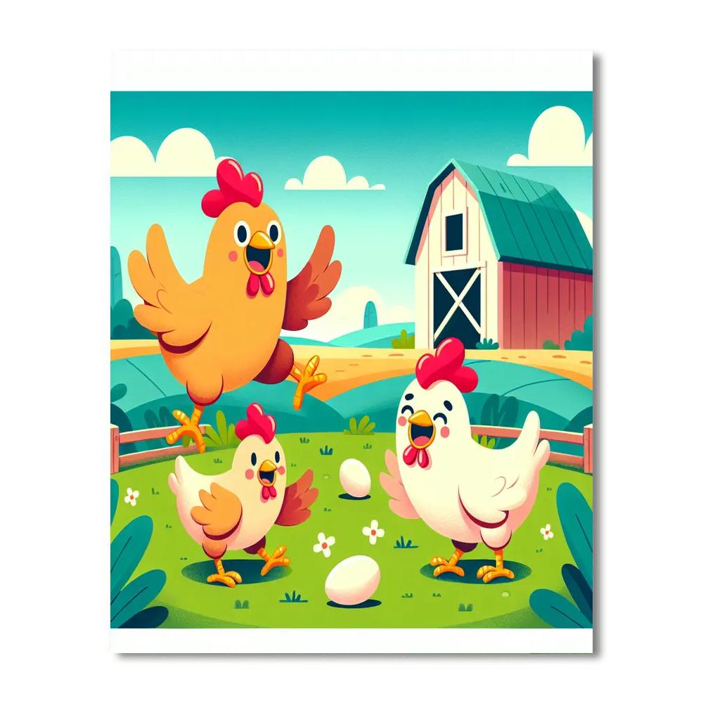 Sunny Farm Day With Cheery Chickens Paint By Numbers Kits