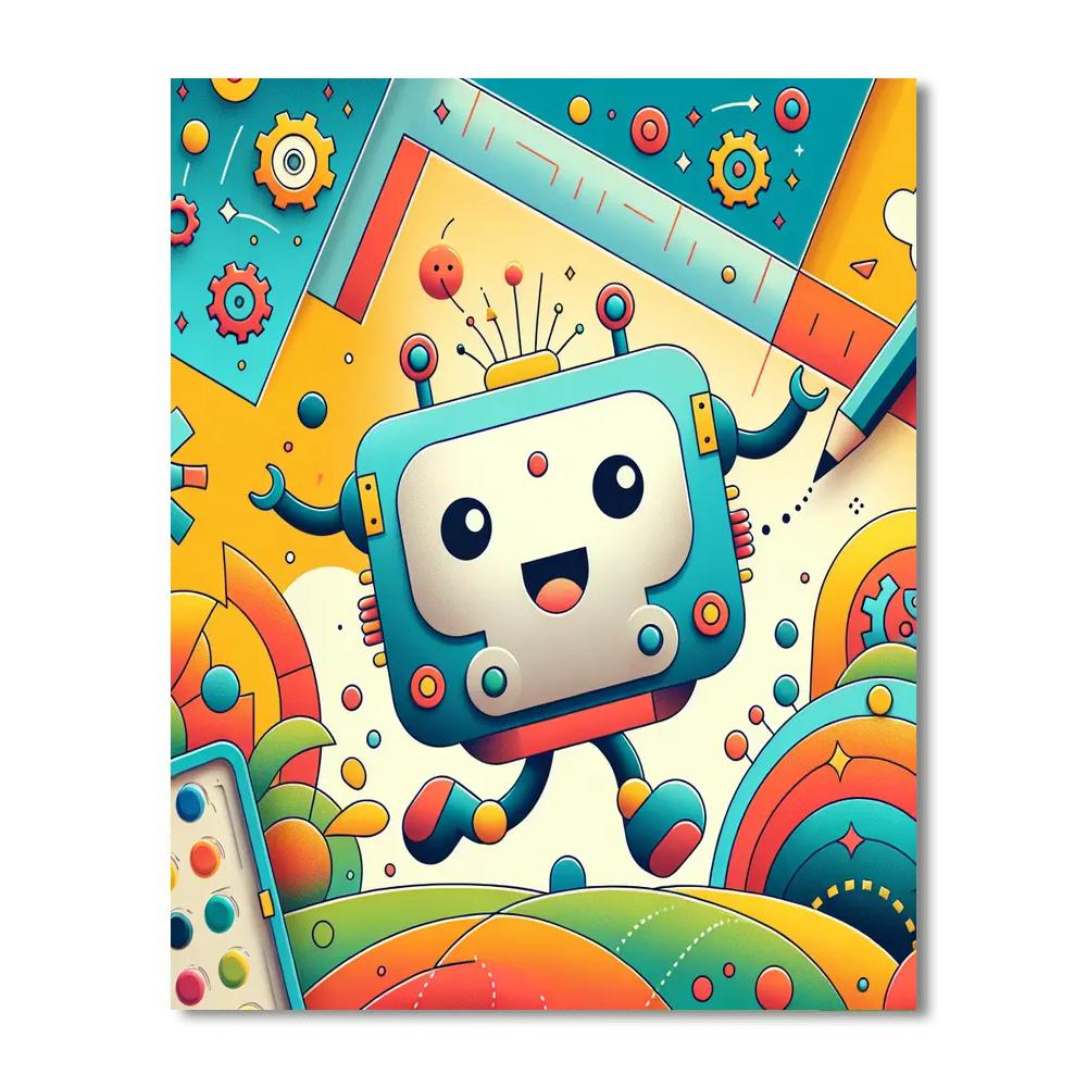 Bouncy Robot Adventure Painting By Numbers Kit