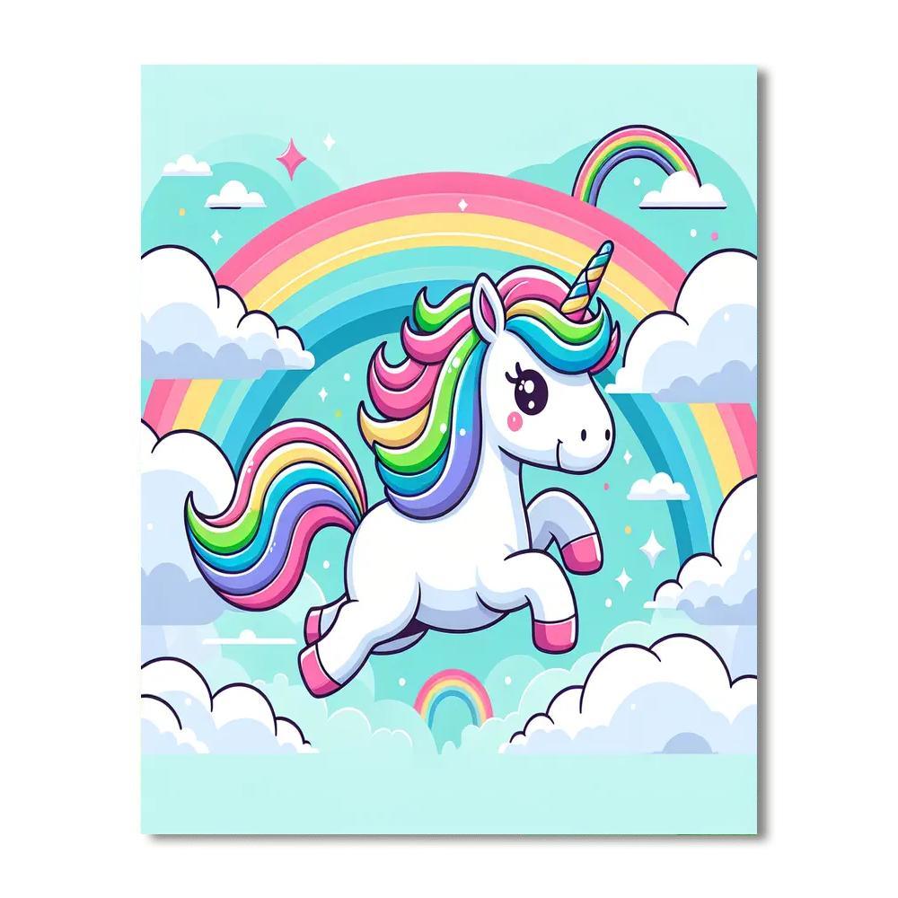 Dreamy Rainbow Unicorn Paint By Numbers Art