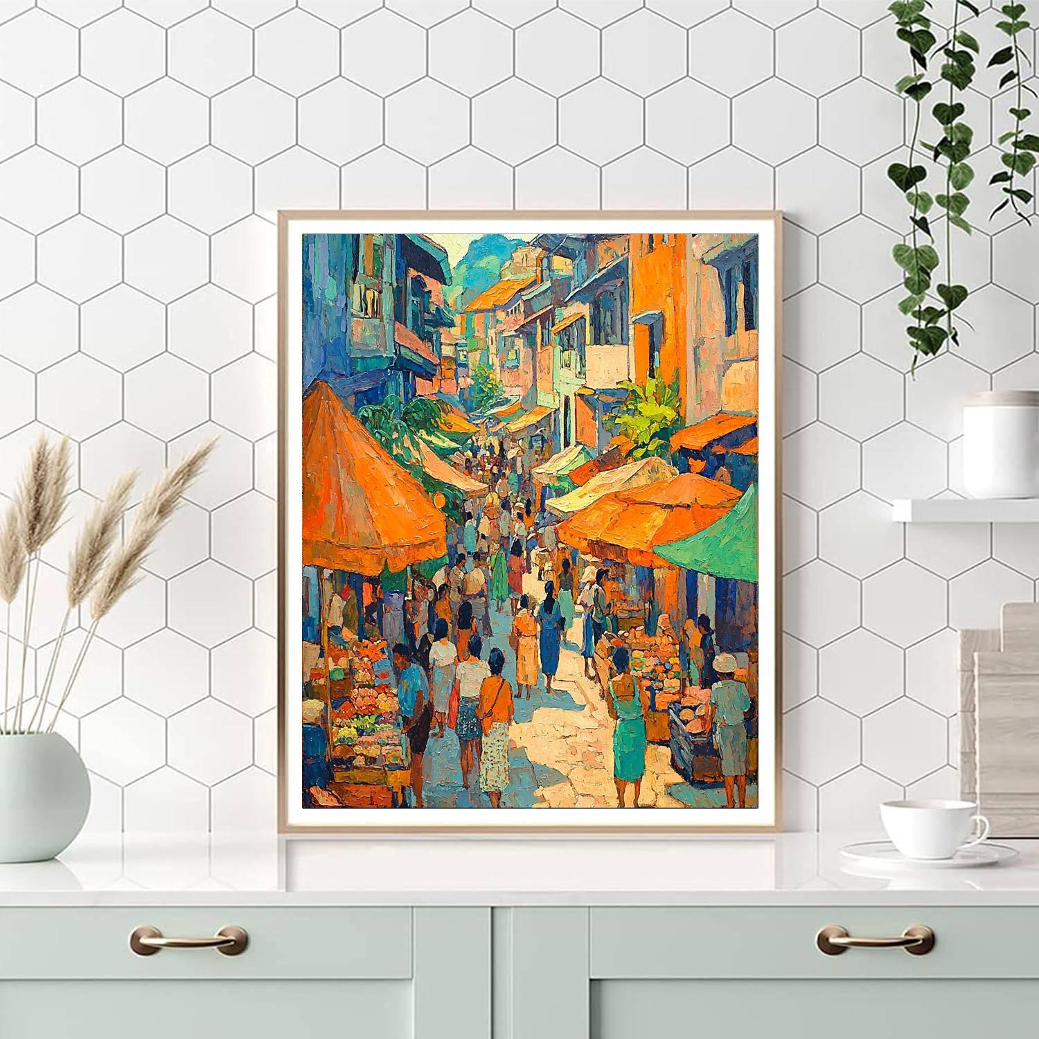 Paul Gauguin Inspired Lively Street Markets  Numbered Painting Kits