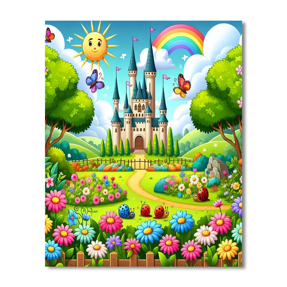 Charming Castle Gardens Painting Number Kit