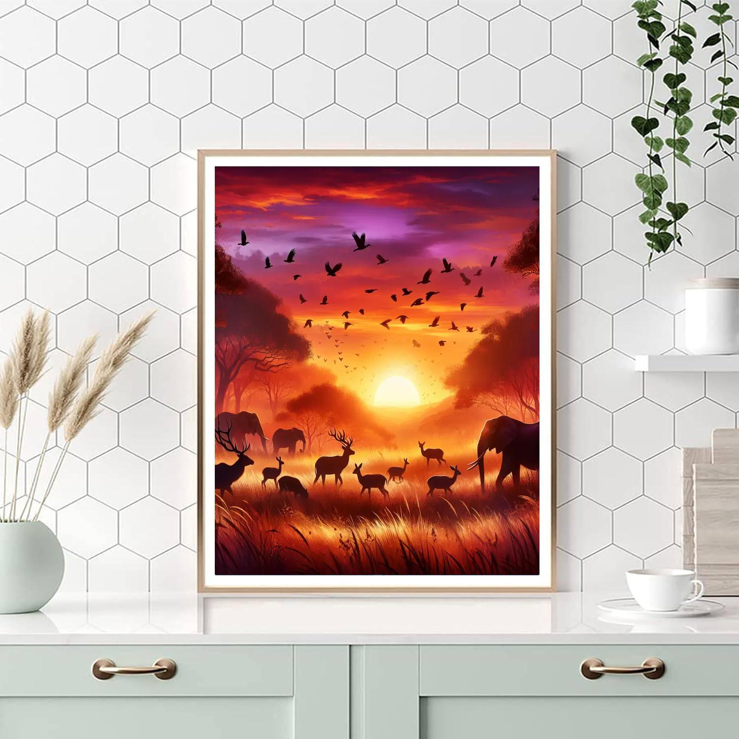 Exotic Safari Dawn DIY Paint By Numbers