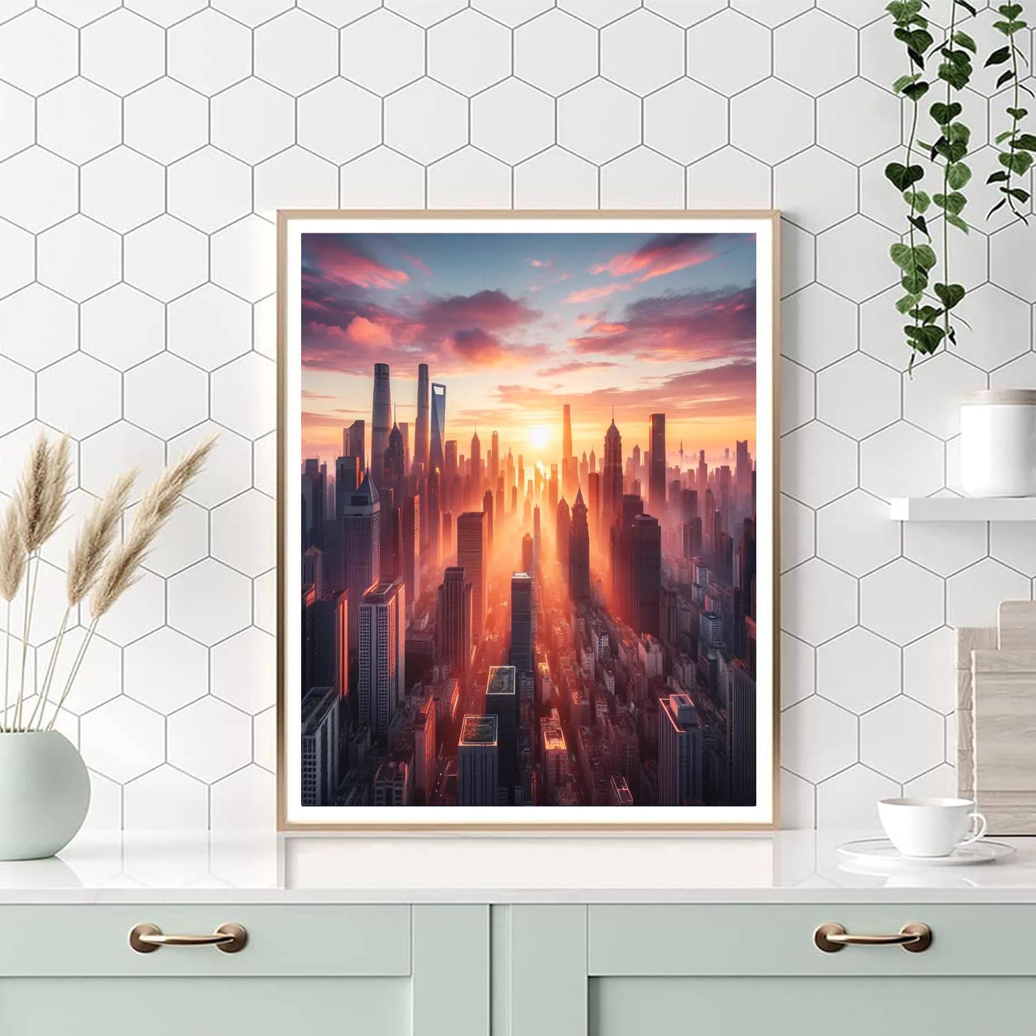 City At Dawn Paint By Numbers Art