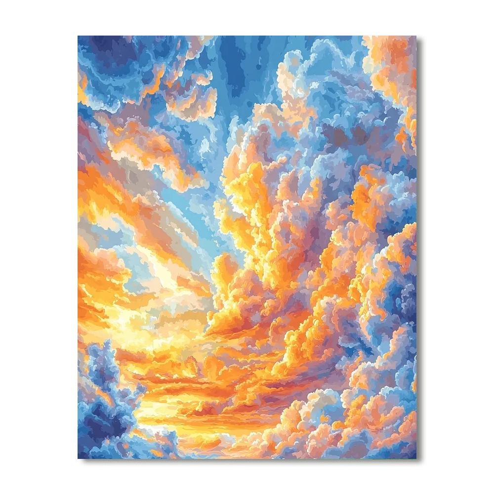 Georges Seurat Inspired Whirling Clouds  Number Painting