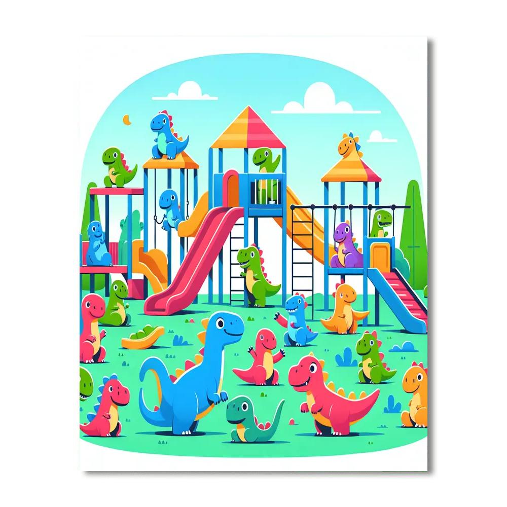 Whimsical Dino Playground Numbered Painting Kits