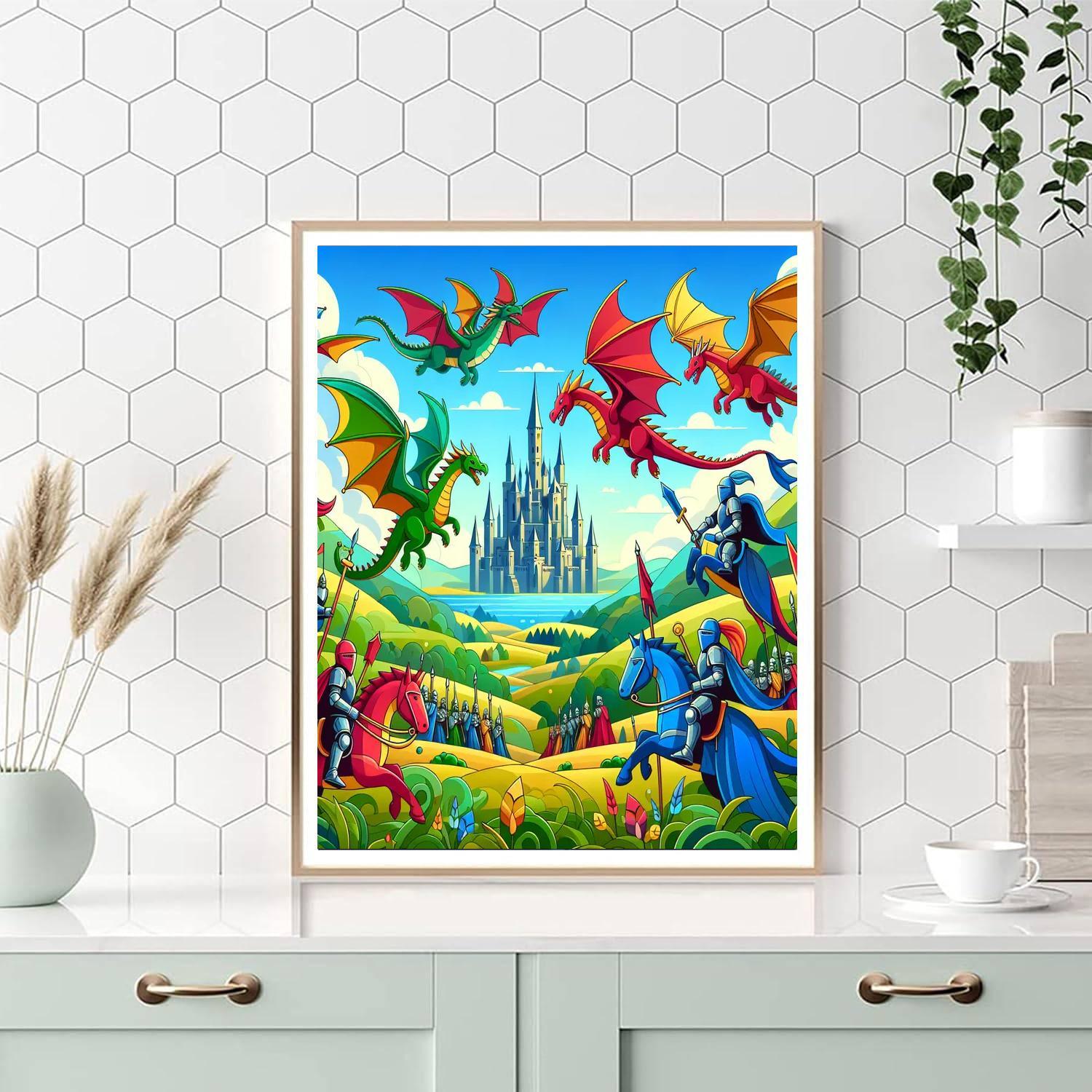 Royal Knights And Dragons Paint By Number