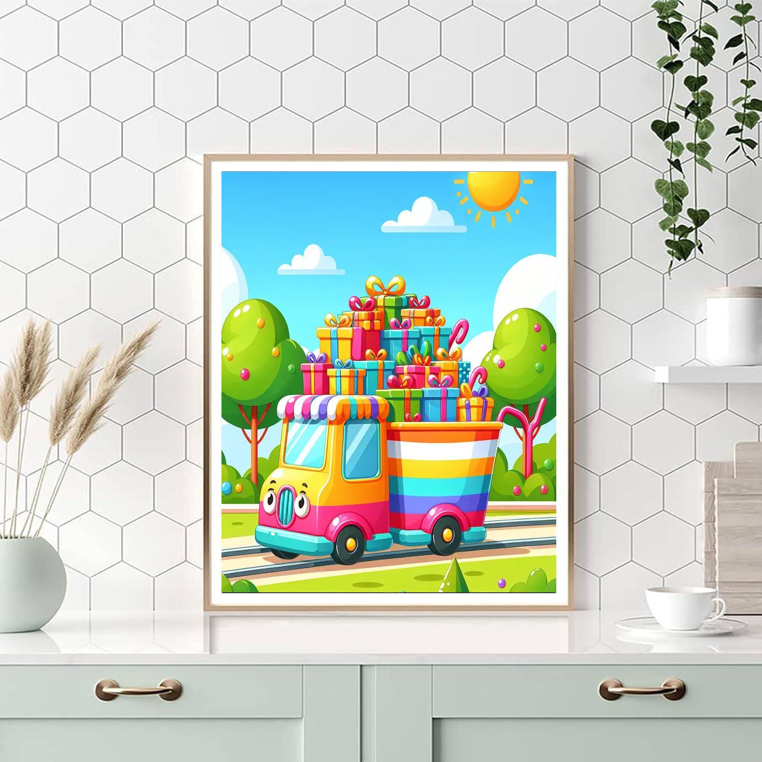 Colorful Trolley Paint By Numbers Art