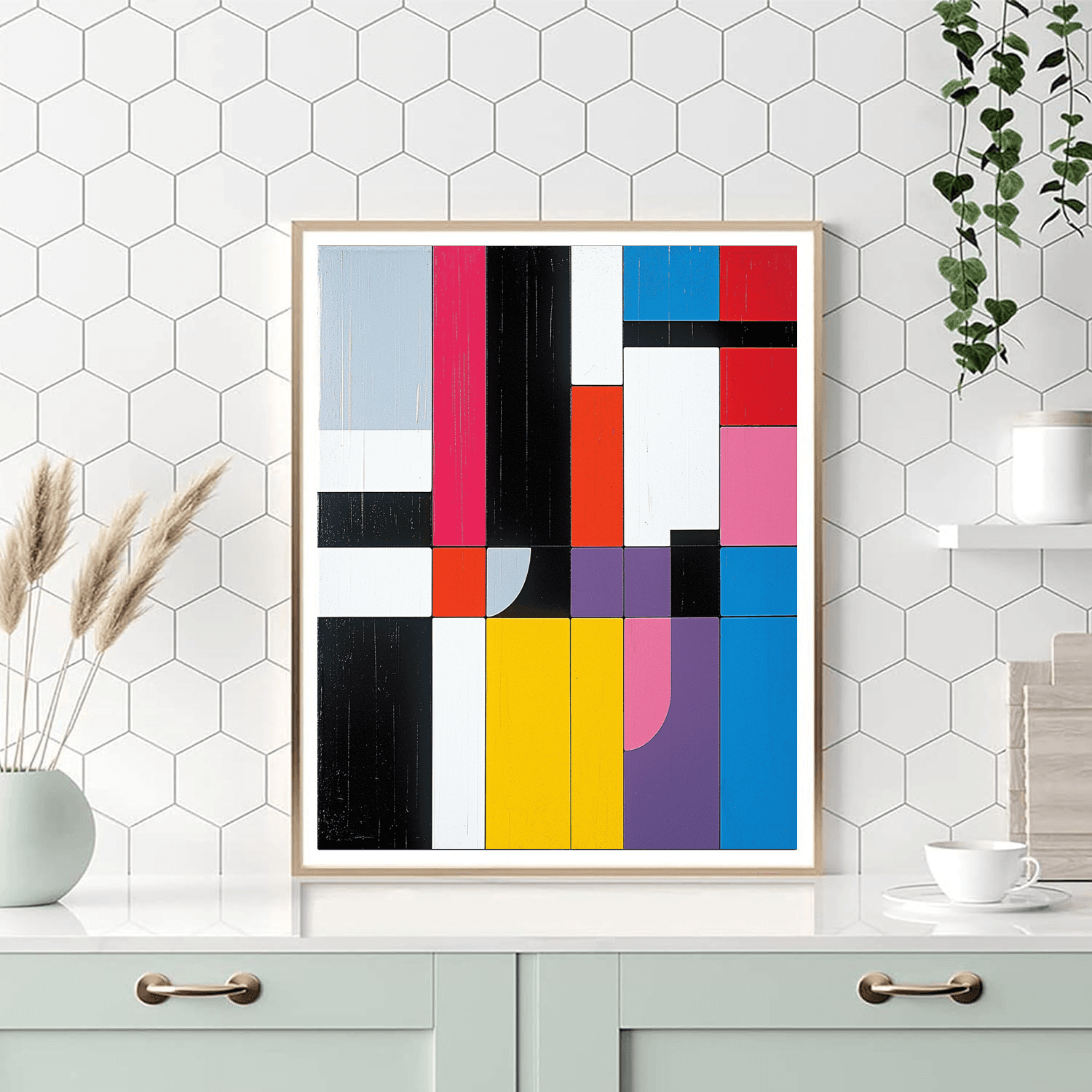 Mondrian Inspired Modern Geometric Abstraction - DIY Painting By Numbers Kit