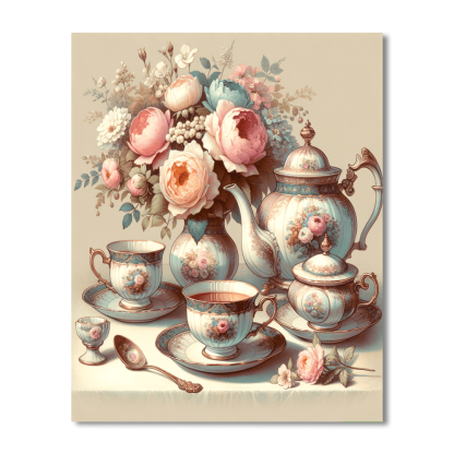 A Vintage Tea Time Paint By Numbers