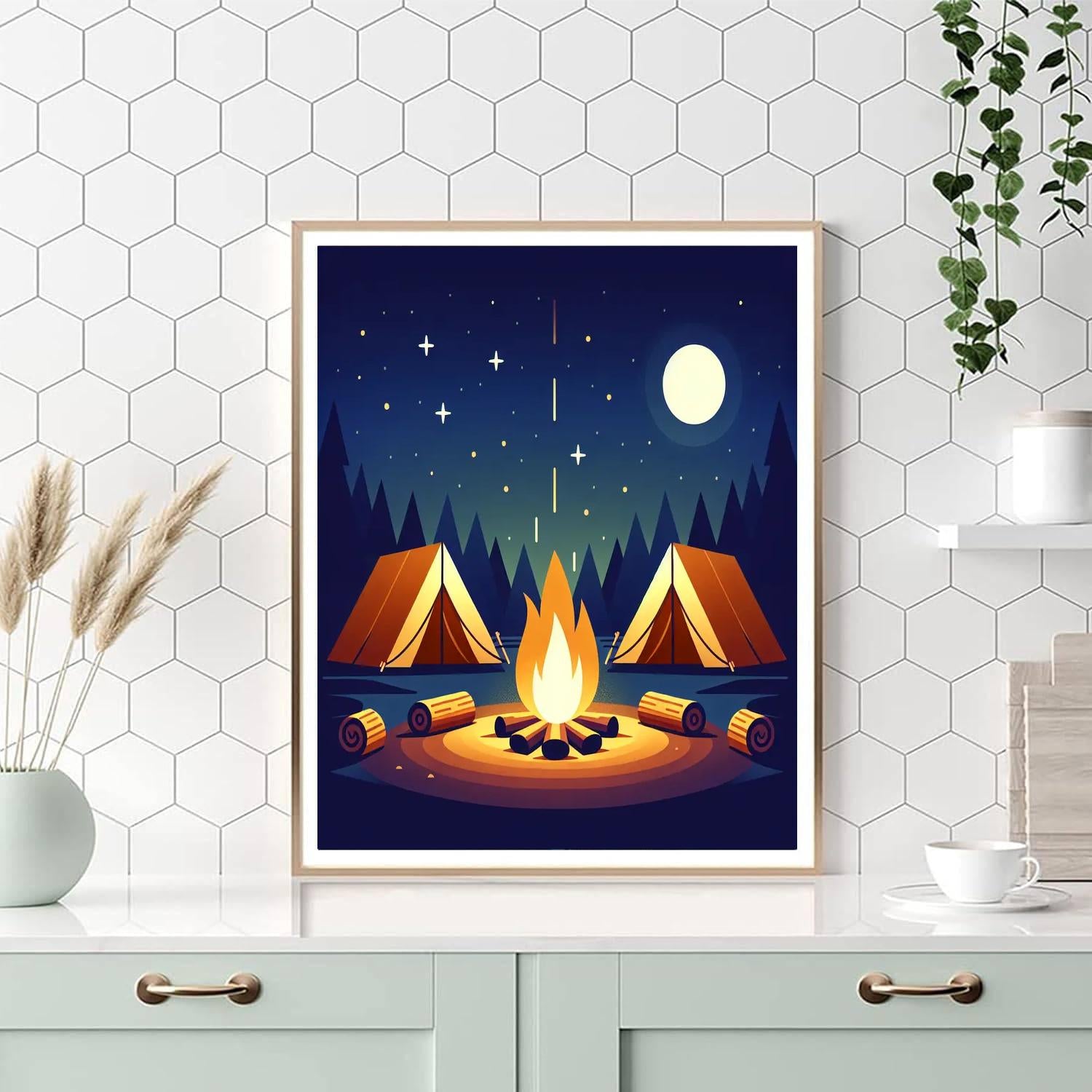 Starry Campfire Night Numbered Painting Kits