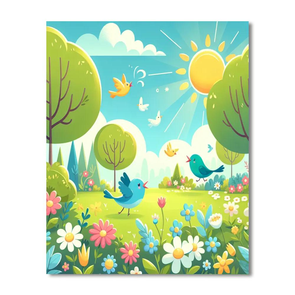 Chirpy Spring Garden Paint By Numbers Art