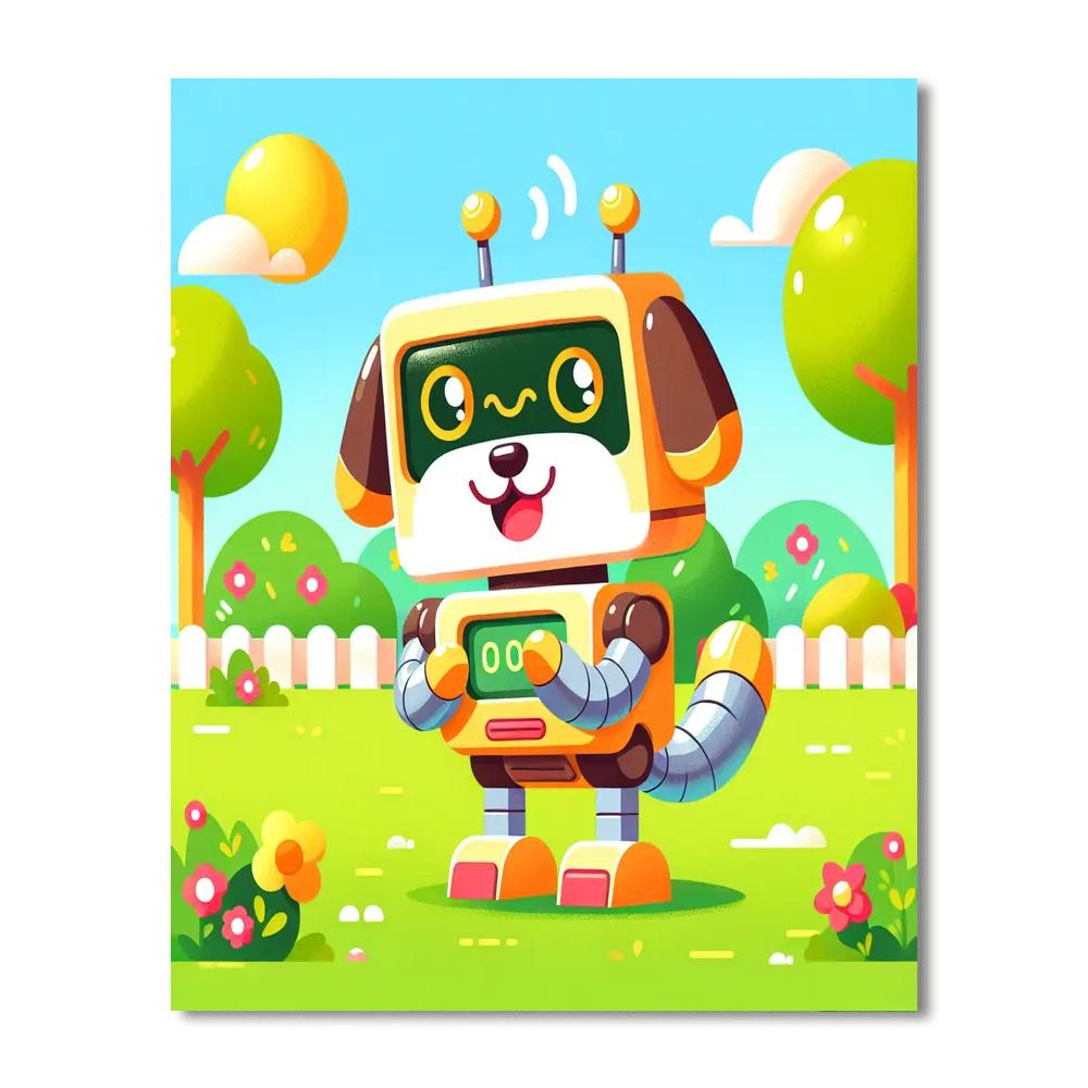 Joyful Robot Dog Numbered Painting Kits