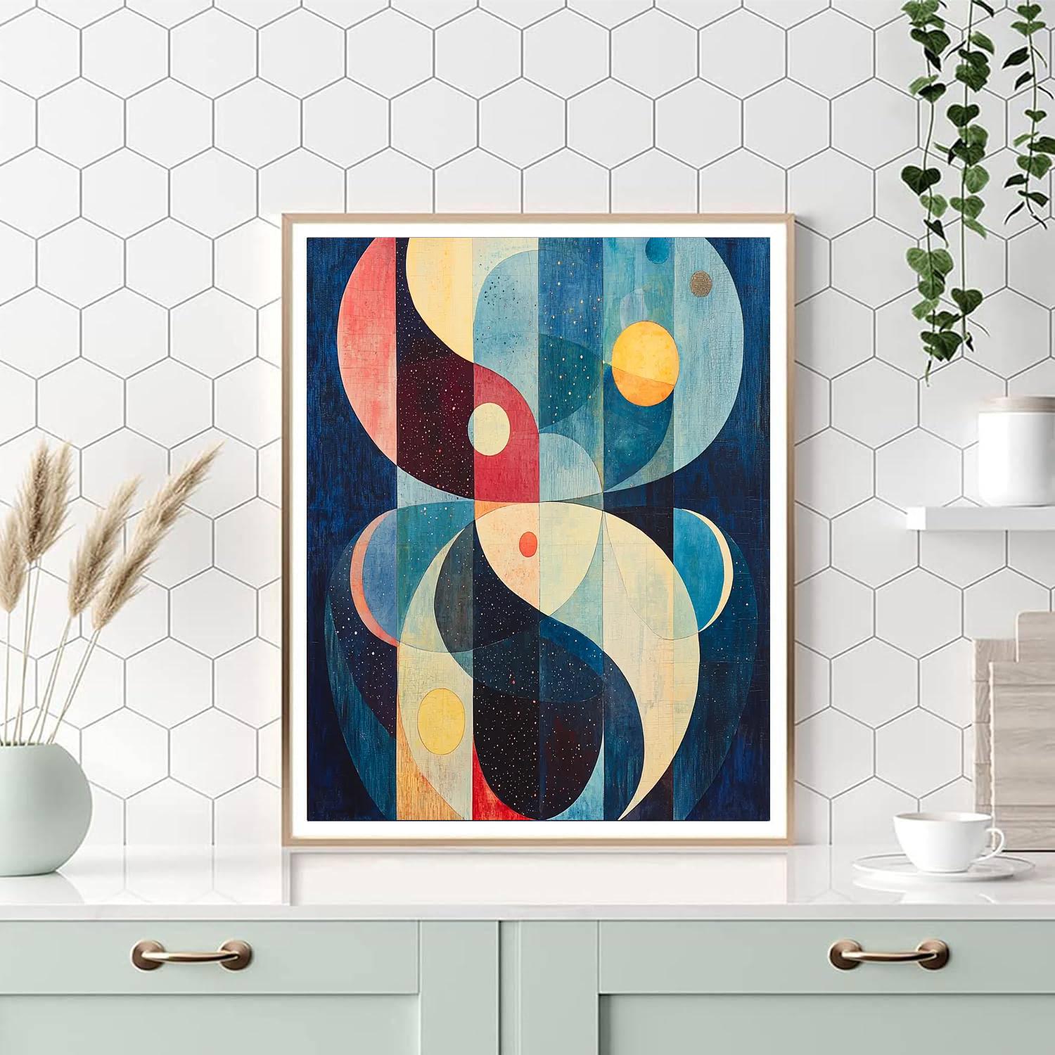 Paul Klee Inspired Whimsical Cosmos Harmony  Number Painting