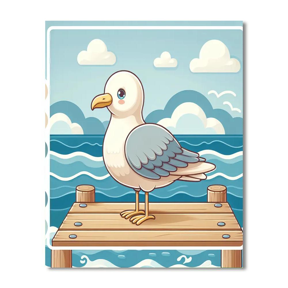 Coastal Guardian Seagull Number Painting