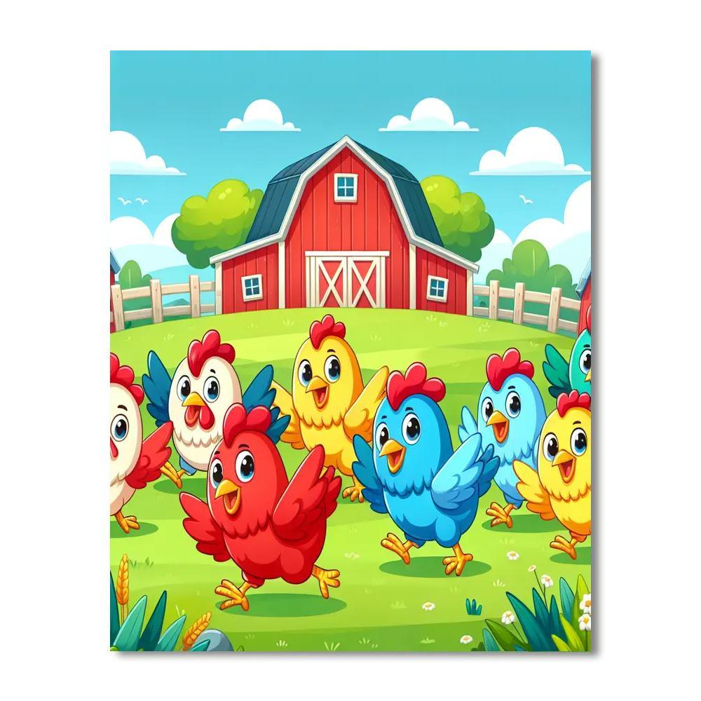 Cheerful Chickens Paint By Numbers Art