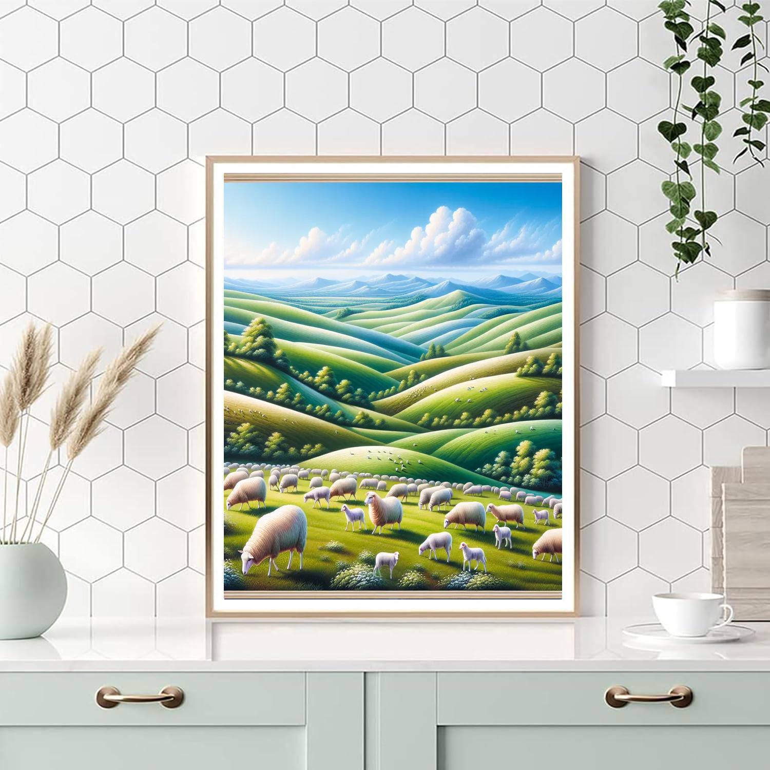 Pastoral Sheep Meadow Number Painting