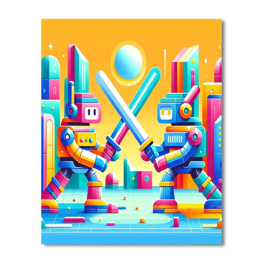 Epic Robot Battles Paint By Numbers Art