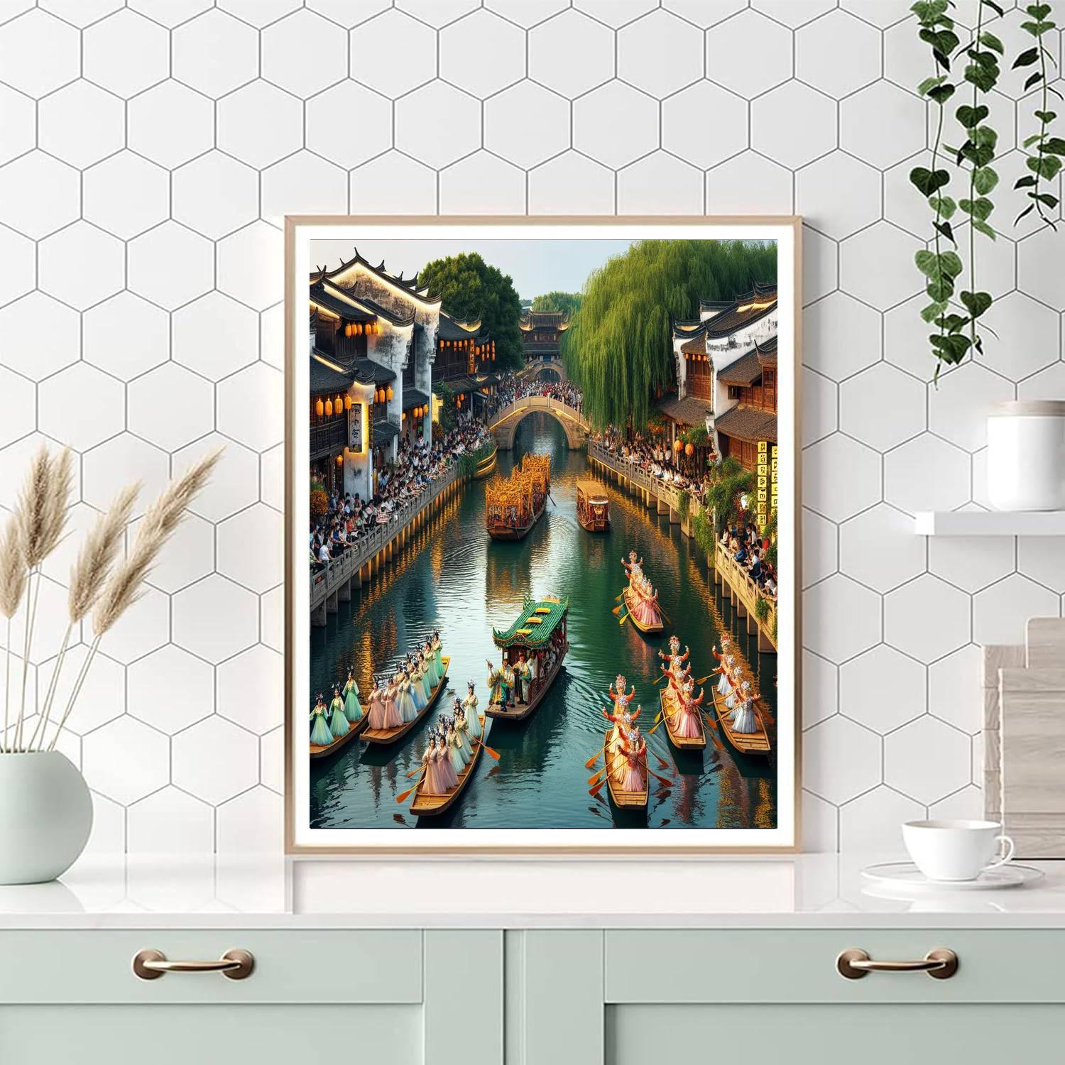 Jiangnan Water Town Festival Paint By Numbers Art