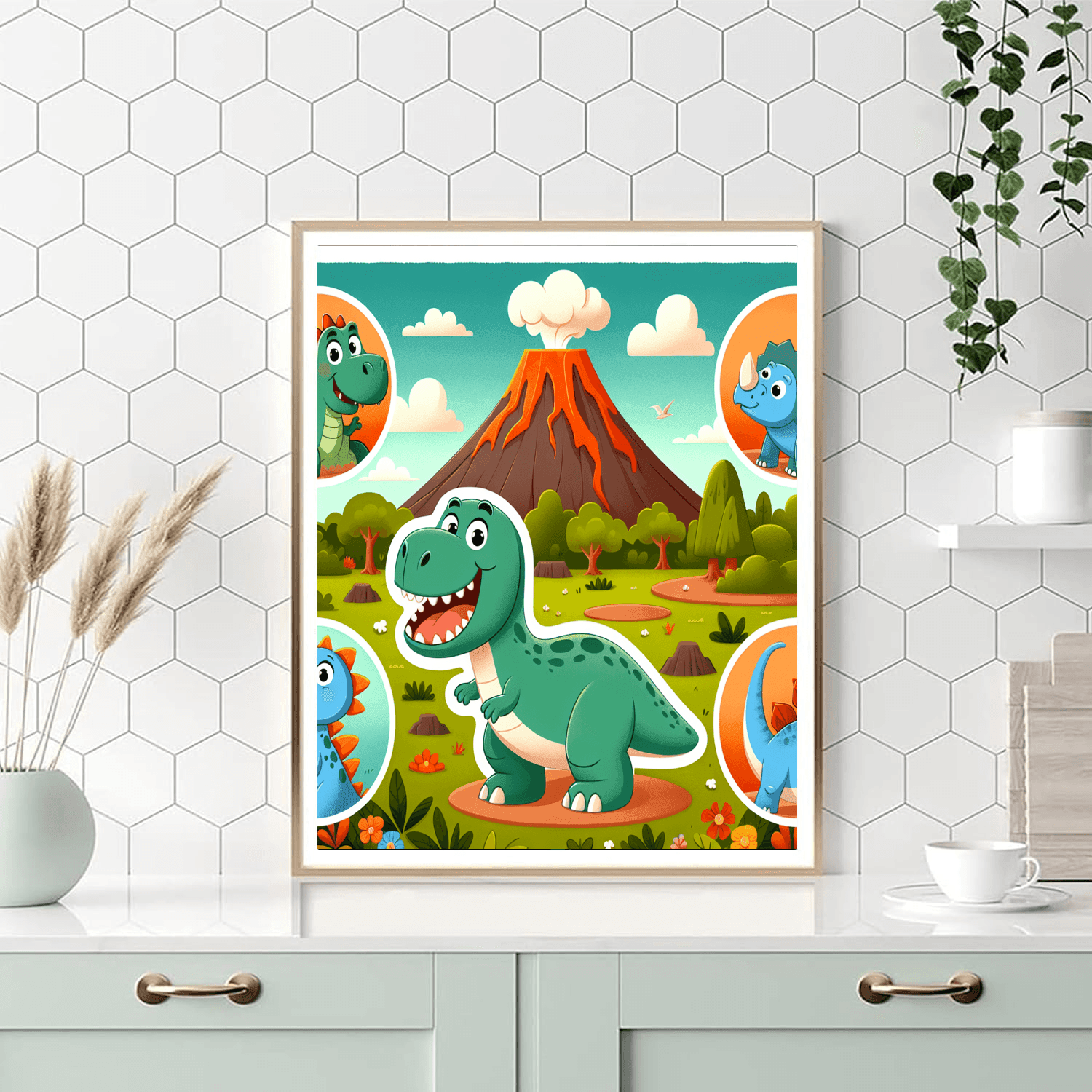 Playful Dinosaur Friends Number Painting
