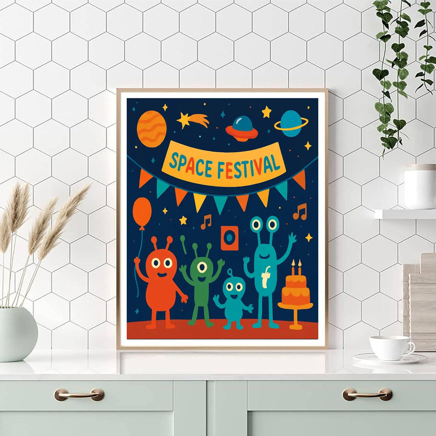 Galactic Space Festival Paint By Numbers Art